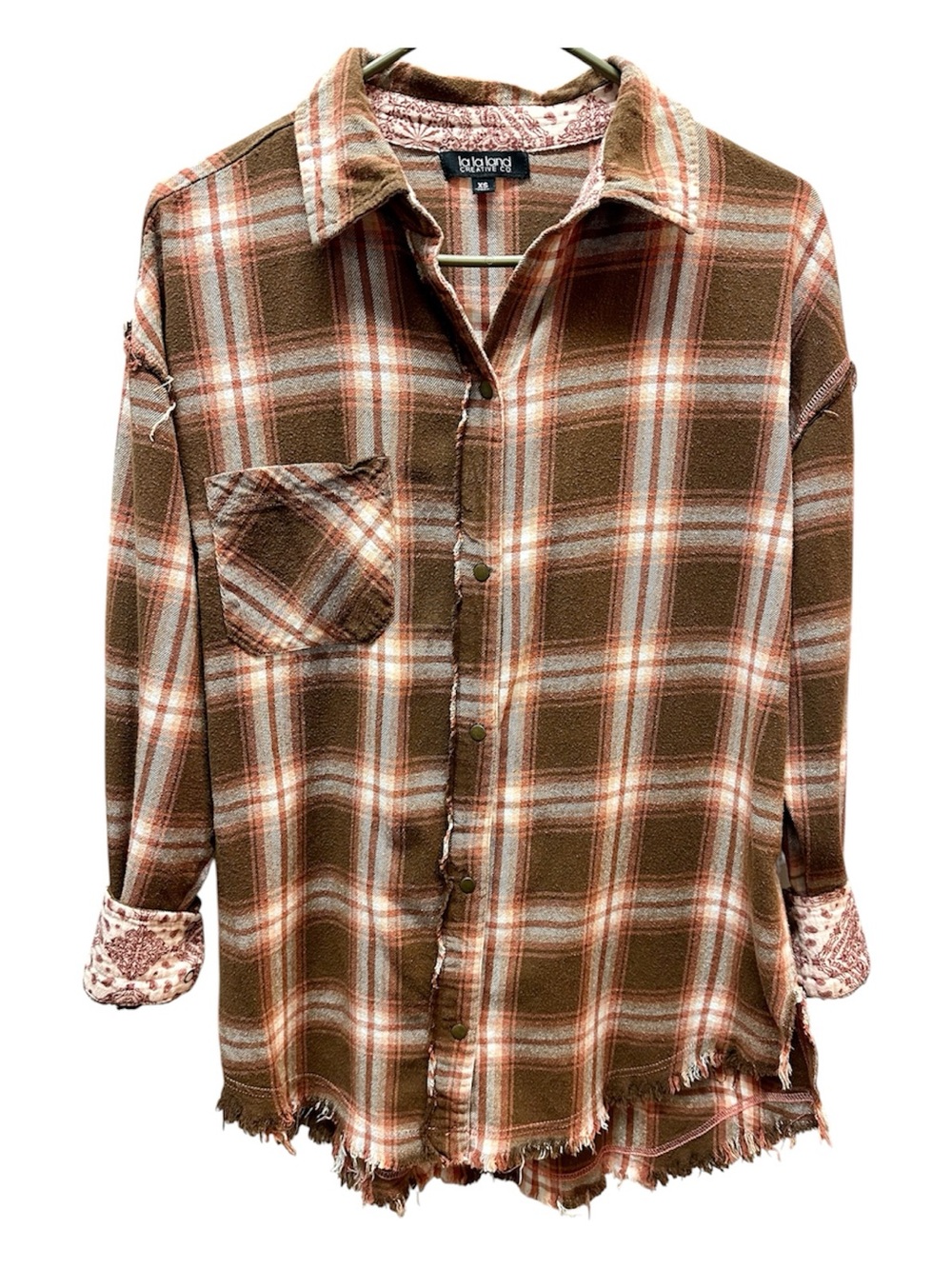 Lala Land Brown Plaid Button-Up Shirt